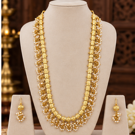 Matte finishing Handcrafted Embellished Long Mala Necklace
