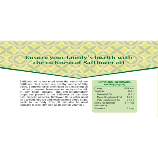 Pragati Natural (Kusuma)Safflower Oil 1L (Cold pressed) - Image 2