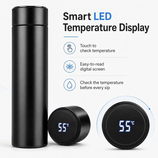 Black Temperature Flask Bottle - Image 2
