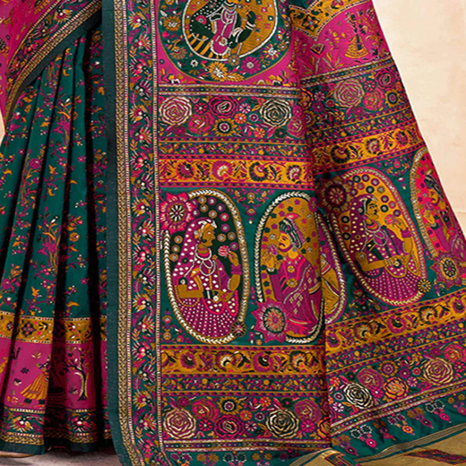 Green Silk Woven Patola Saree - Image 3