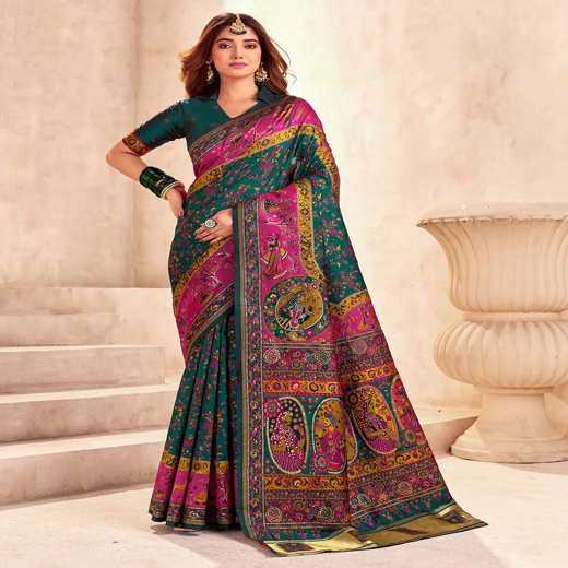 Green Silk Woven Patola Saree