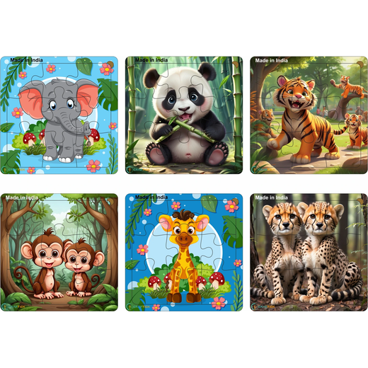 Wild Animal Wooden Puzzle (Pack of 6)