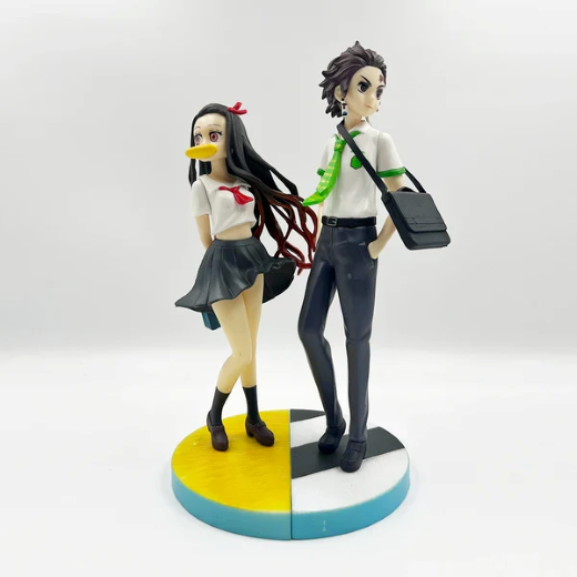 Tanjiro & Nejuka School Uniform Action figures set with box