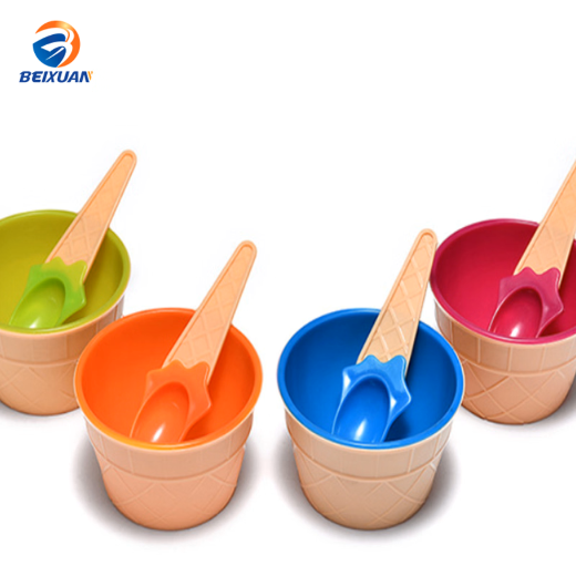 Colorful Set Of 6 Ice Cream Bowl With  A Spoon - Image 4