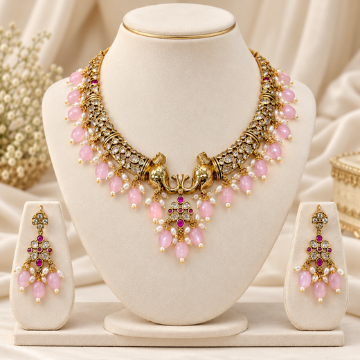 Victorian Pink monalisa Beads Kanti - Image 3