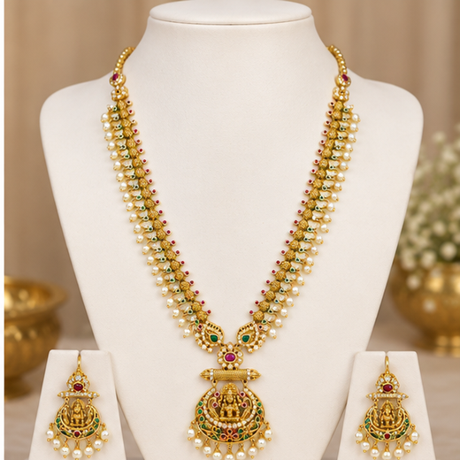 Matte finishing Lord Lakshmi Long Haram