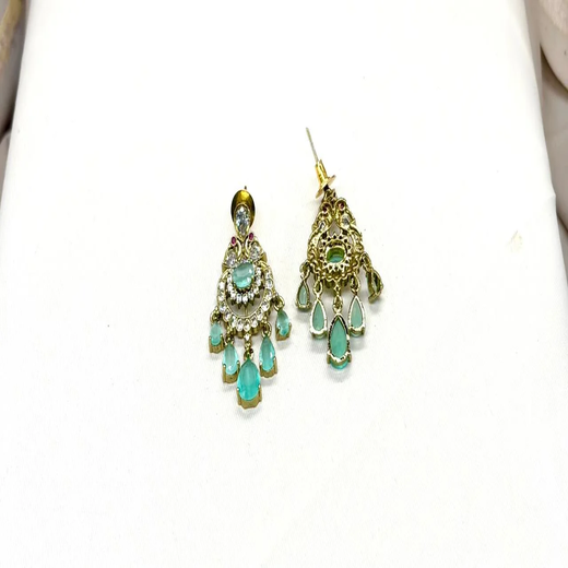Victorian Mint-Green Stone's Two steps Long Necklace - Image 3
