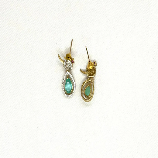 Victorian finishing Mint-Green Stone Parrot Designed Kanti - Image 3