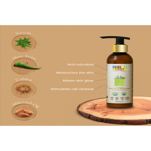 Ultra Gentle Baby Face and Body Lotion with Aloe Vera, Neem & Ushira | Organic Ingredients | Ultra-Gentle | Non-Greasy | Nourishing Lotion - Image 2