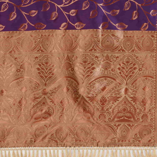 Dark Purple Silk Woven Banarasi Saree - Image 3