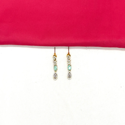 Victorian finishing floral design American Diamonds with Mint-Green Stone Short Necklace - Image 3