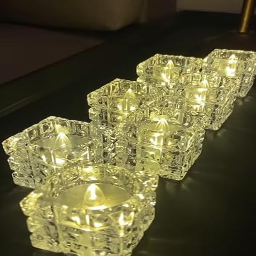 Crystal Square Diya Candle (6 pcs) - Image 2
