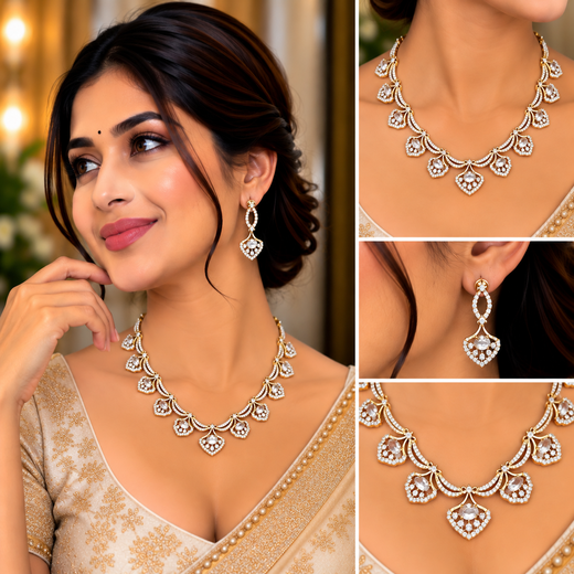 Victorian White -Stone Short Necklace - Image 4