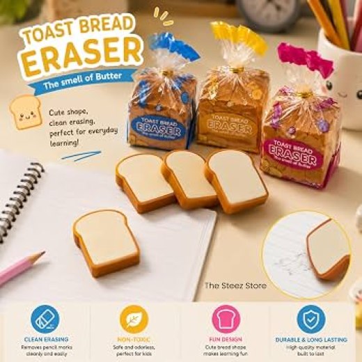 Bread Shape Eraser (Pack Of 4) - Image 2