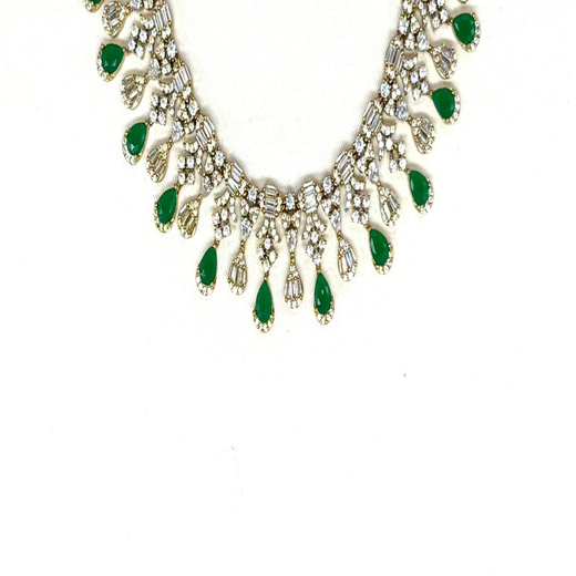 Victorian finishing with Green stone Short Necklace - Image 2