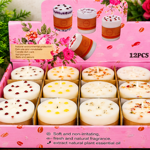 Big Aroma Decorative Scented Candles (12 Piece Box) (Size: 3.5*3 Inch) 🕯️