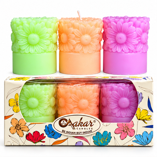 3 Piece Sunflower Piller Candle (Piller Size: 2*2.5 Inch) 🌻 🕯️