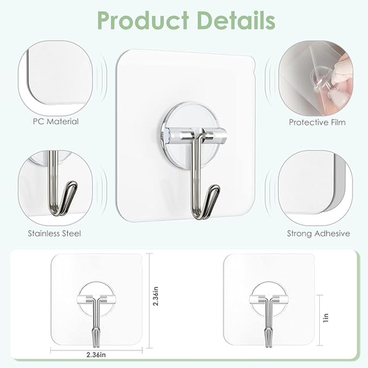 Adhesive Wall Hooks (10pcs) - Image 2