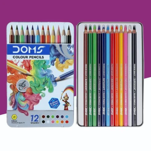 Doms 12 Shades Super Soft Color Pencils Flat Tin Box