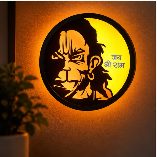 Hanuman Ji जय श्री राम Lighting Wall Hanging For Decoration (Size: 8.5 Inch) - Image 3