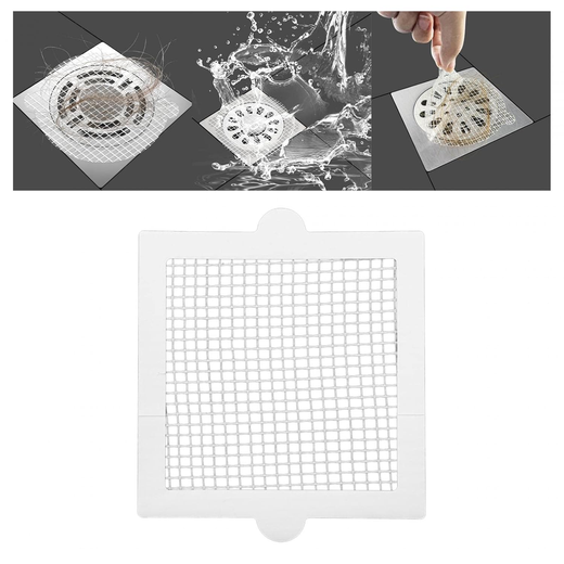 Square Disposable Shower Drain Hair Catcher Mesh Sticker (10Pcs) - Image 3