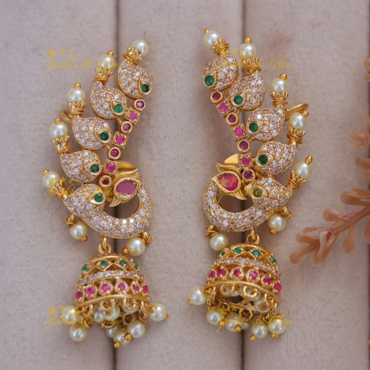 Gold Earcuff Jhumakas - Image 4