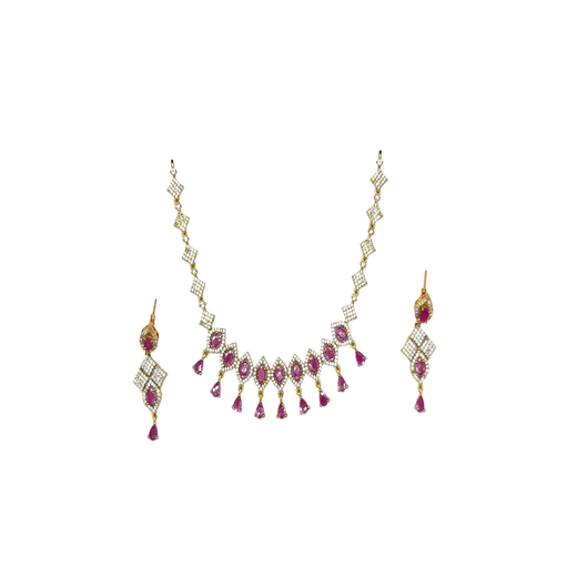 Matte finishing white stones with American Diamonds short Necklace