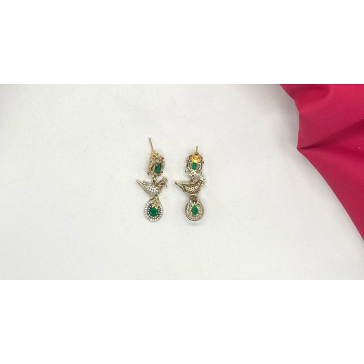 Peacock design with AD Green Zircon & Moissanite Stones - Image 2