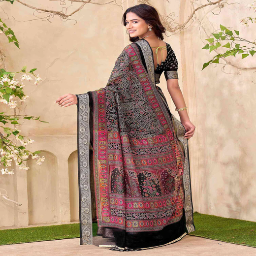 Black Georgette Printed Saree - Image 4