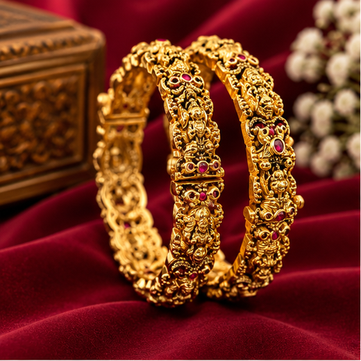 Nakshi Finishing Open-Able With Lord Lakshmi Bangle - Image 2