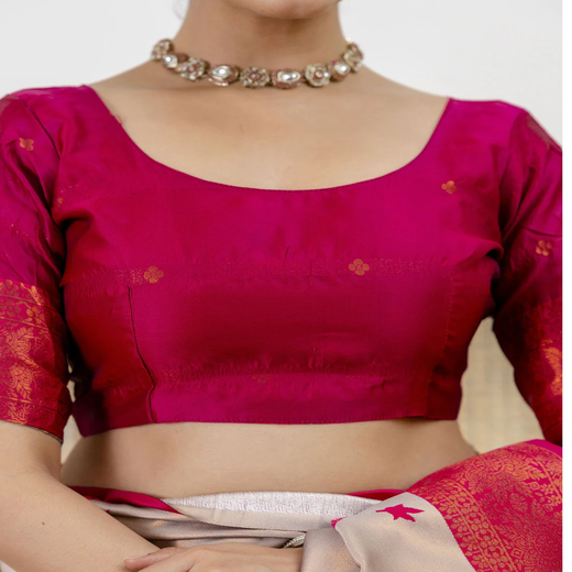 Grey Silk Woven Banarasi Saree - Image 2