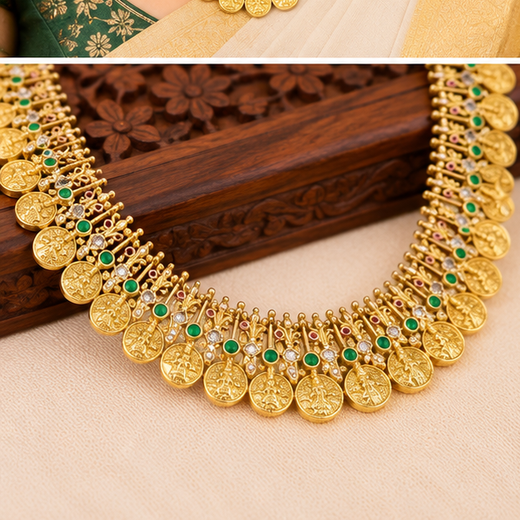 Matte finishing Bottumala with Lakshmi kasulu Long haram - Image 3