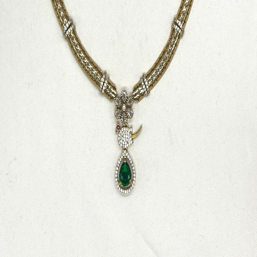 Victorian finishing Green Stone Parrot Designed Kanti - Image 2