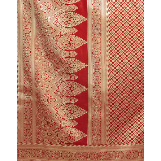 Red Silk Woven Banarasi Saree - Image 3