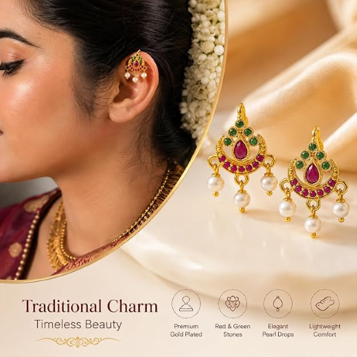 Bugadi Earrings with Jadau Kundan Stones | Artificial Jewellery - Image 4