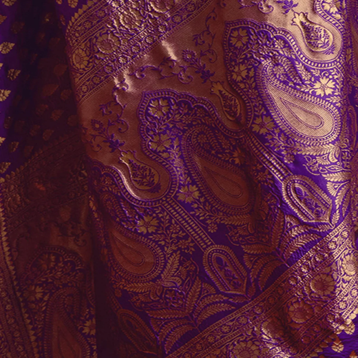 Violet Silk Woven Banarasi Saree - Image 2