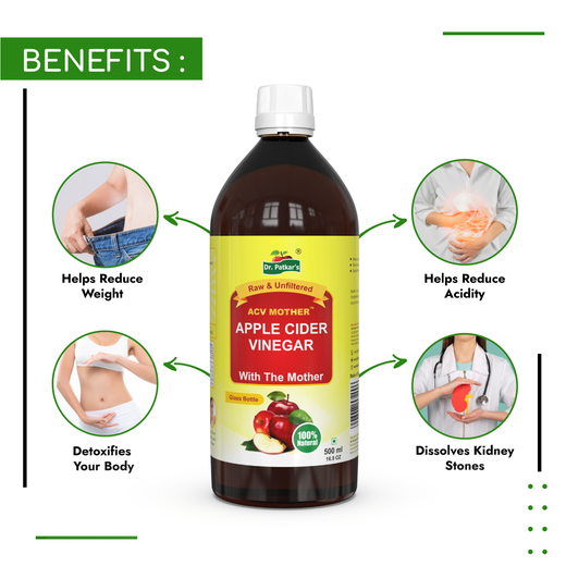 Dr. Patkar's Apple Cider Vinegar with Mother Vinegar | Unfiltered & Undiluted | Suitable for Weight Loss & Improved Immunity (With Mother) 500ml  (Pack of 2) - Image 3