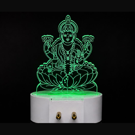 Trans Sheet Multicolour Lighting Lakshmi Ji Night Lamp (Size: 10*6.5 Cm) - Image 2