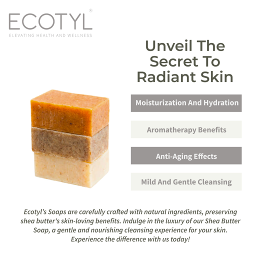 Ecotyl Shea Butter Soaps - Ubtan, Rose & Coffee | 100% Natural | Gentle Cleanser | Set of 3 - Image 2