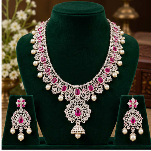 Ad Stones G.J polish Detachable With Pink stones Long Haram - Image 2
