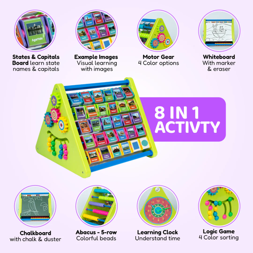 FLYI 8-in-1 Activity Triangle Toy for Kids 2+ Years - Image 3