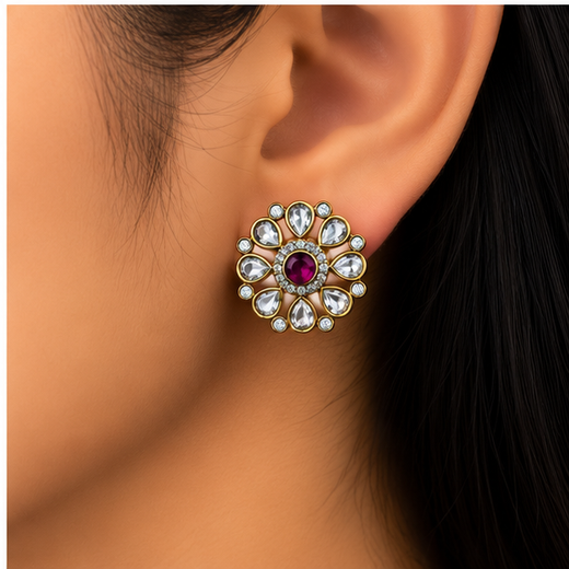 White Stones With Small Pink Studs - Image 4
