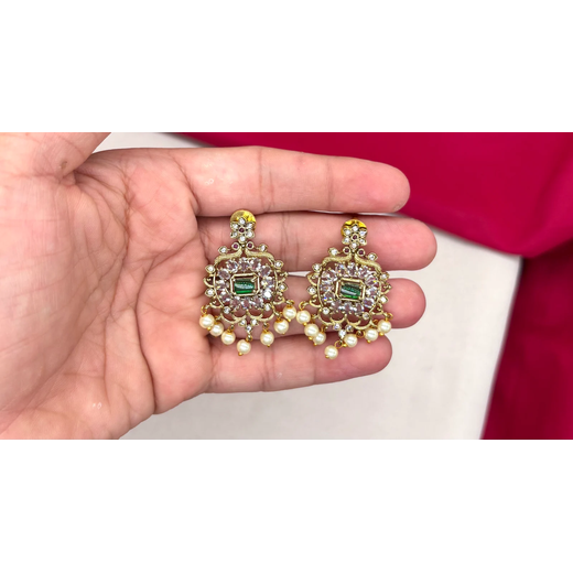 Matte finishing Pink Kempu stones Short Kanti Necklace - Image 3