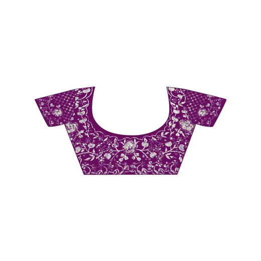 Wine Organza Embroidery Lace Saree - Image 2