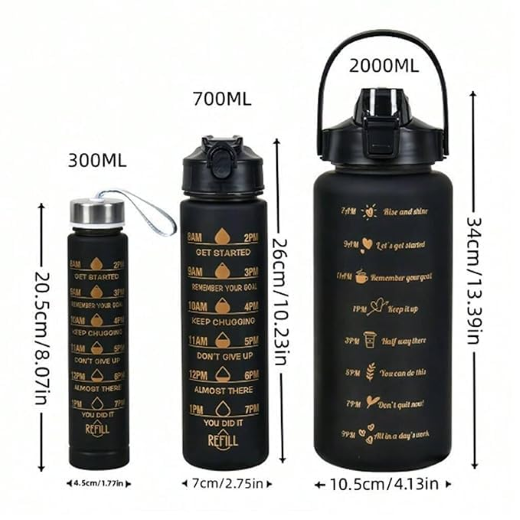 3 PCS Matty Black Bottle Set - Image 2