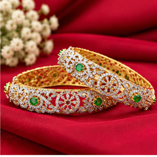 G.J Polishing With Green Stones Bangle - Image 2