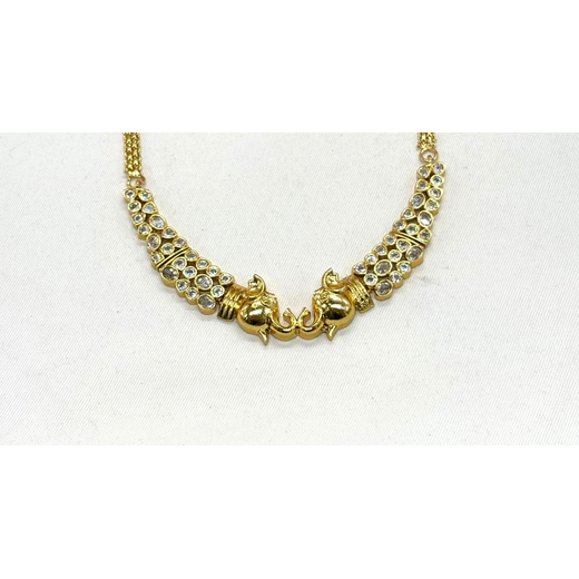 Matte finishing with white stones Elephant designed Short Necklace - Image 2