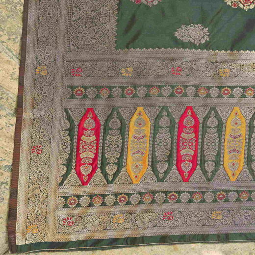 Green Silk Woven Banarasi Saree - Image 3