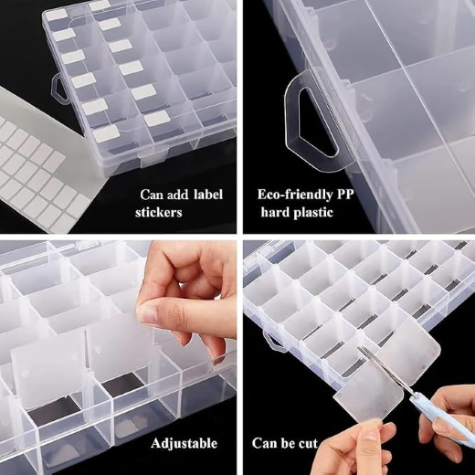 36 Grids Clear Plastic Organizer Jewelry Storage Box - Image 3