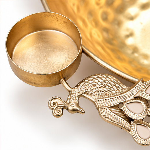 Peacock Metal Urli Bowl Without 4 Tea Light Holder🦚👌 - Image 4